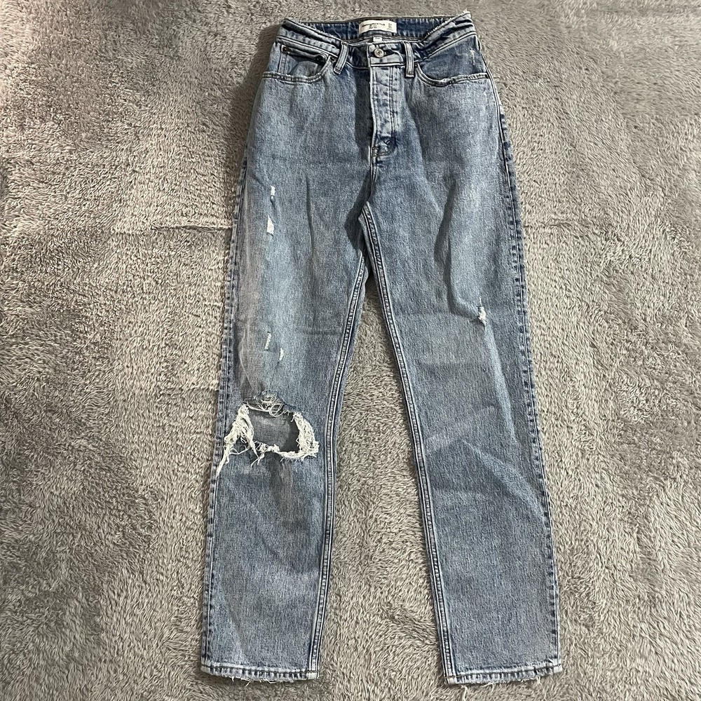 Abercrombie & Fitch Jeans Womens 00/24 The Dad High Rise Curve Love Light Wash‎